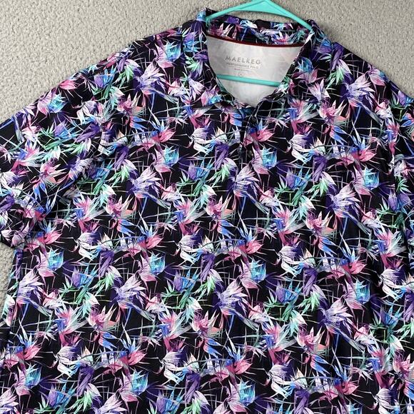 Maelreg Performance Polo Shirt Men's XL Multicolor Floral Preppy Colorful Print - Picture 1 of 8